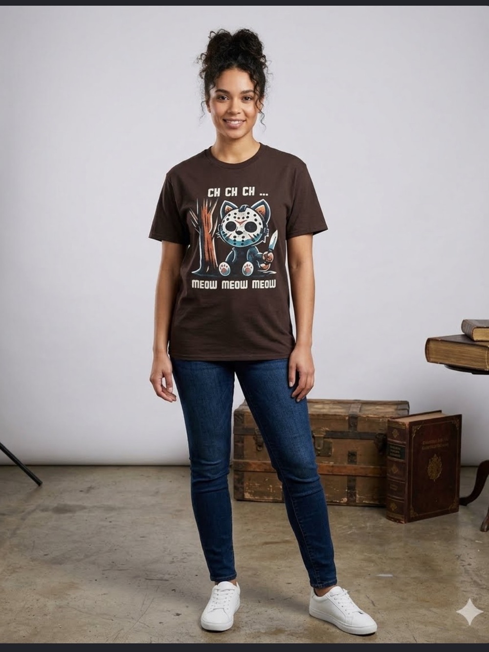 Horror Cat "Ch Ch Ch Meow" Jason Voorhees Tee XL